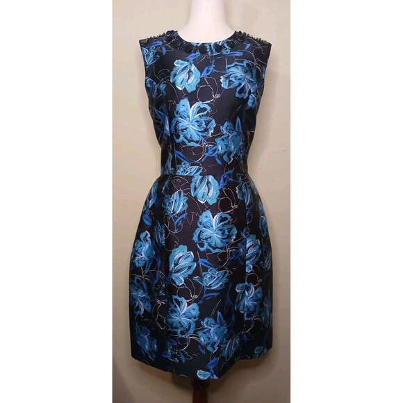 Sachin & Babi NOIR Sz 10 Sheila Floral Beaded Cocktail Dress Black Blue & Topaz - Picture 2 of 16